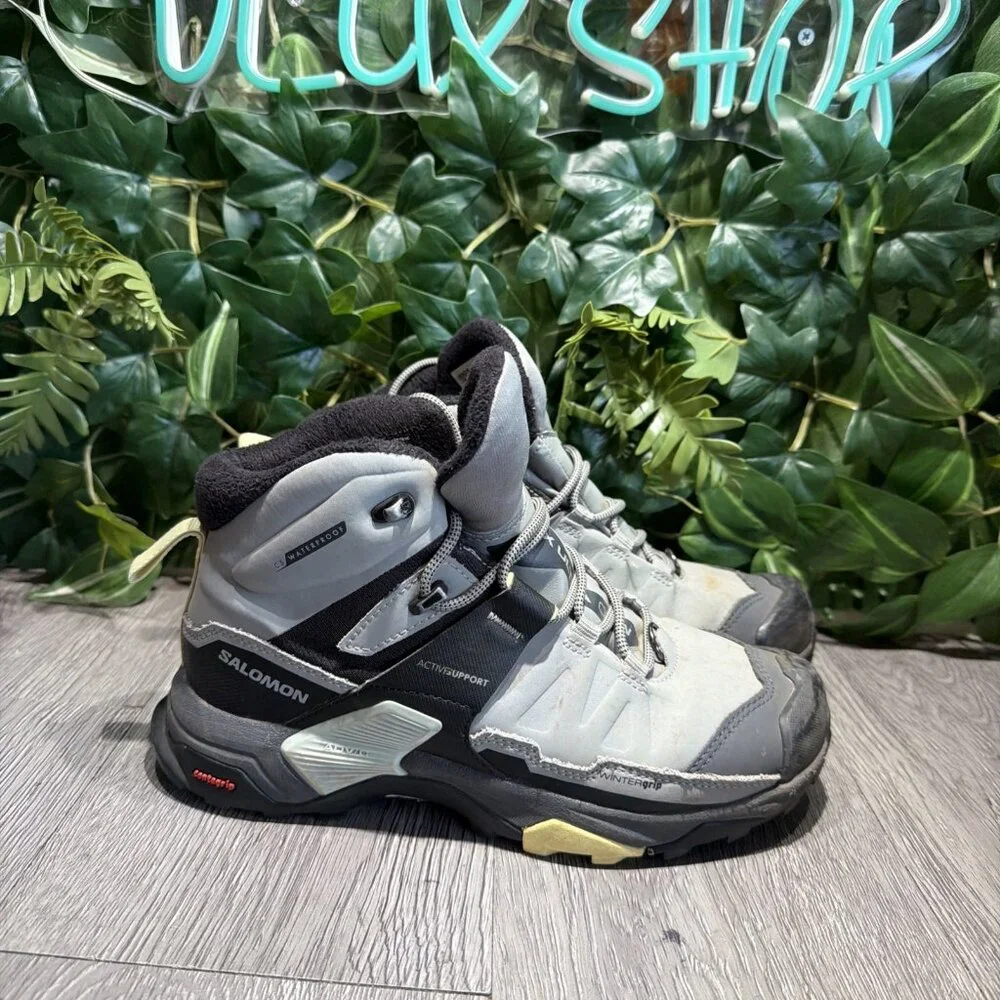 Salomon X Ultra 4 Mid Winter Clima TS CSWP H2OPROOF Grey Black Hiking Boots Sz 6